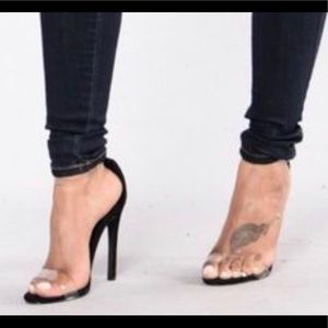 Black clear tip heels